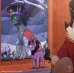  black_hair cape clothing crown equid equine eye_mist fangs female friendship_is_magic hair hi_res horn inuhoshi-to-darkpen king_sombra_(mlp) male mammal my_little_pony noche_(oc) red_eyes story story_in_description unicorn 