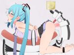  1girl abmayo anal anal_object_insertion aqua_eyes aqua_hair ass bangs bare_legs bare_shoulders barefoot bdsm black_skirt blush bondage bound clitoral_stimulation dildo double_penetration full_body hair_ornament hatsune_miku long_hair miniskirt necktie object_insertion open_mouth pleated_skirt pussy_juice restrained saliva sex_machine sex_toy shirt skirt skirt_lift sleeveless sleeveless_shirt solo stationary_restraints striped tied_up tongue tongue_out torogao trembling twintails vaginal vaginal_object_insertion very_long_hair vocaloid 