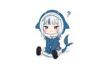  amashiro_natsuki blue_eyes boots cat_smile chibi gawr_gura hololive hoodie short_hair tail white white_hair 