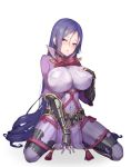  armor bodysuit breast_hold erect_nipples fate/grand_order minamoto_no_raikou_(fate/grand_order) sseli 