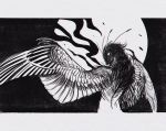  2020 ambiguous_gender anthro feathered_wings feathers solo traditional_media_(artwork) wings x-zelfa 