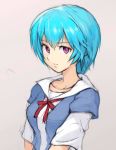  1girl ayanami_rei blue_hair breasts closed_mouth looking_at_viewer neon_genesis_evangelion school_uniform short_hair simple_background solo white_background yuusuke_(5yusuke3) 