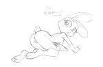  ... 2020 all_fours anthro breasts butt dialogue disney english_text female fur genitals judy_hopps lagomorph leporid mammal monochrome pussy qrog rabbit simple_background solid_color_background solo text white_background zootopia 