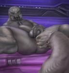  absurd_res alien anal anthro anus arbiter_(halo) balls bodily_fluids brouva detailed_background duo genitals half-erect halo_(series) hi_res holding_balls looking_at_another looking_down lying male male/male microsoft on_back oral penis rimming rtas_&#039;vadum saliva saliva_on_anus saliva_string sangheili scar sex spread_legs spreading thel_&#039;vadam video_games xbox_game_studios 