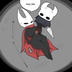  1:1 anthro arthropod breasts broken_weapon clothing defeated duo english_text featureless_breasts female genitals hi_res hollow_knight hornet_(hollow_knight) insect lance male male/female navel penis profanity protagonist_(hollow_knight) size_difference smaller_male speech_bubble team_cherry text tonytoran torn_clothing vein veiny_penis video_games 