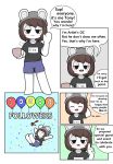  anthro balloon beverage bottomwear clothing coffee comic cup english_text gesture hi_res lagomorph leporid male mammal milestone pants rabbit short shorts smile solo speech_bubble text tonytoran waving 