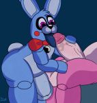 animatronic anthro balls big_balls big_penis blue_body bodily_fluids bonnet_(fnafsl) bow_tie duo erection faceless_character five_nights_at_freddy&#039;s flaccid genitals hi_res intersex intersex/male lagomorph leporid licking machine male mammal oral penile penis penis_grab penis_lick pink_body plushtrapboyuwu puppet_bonnie_(fnafsl) purple_eyes rabbit robot saliva saliva_on_penis saliva_string sex simple_background sister_location thick_thighs tongue tongue_out vein veiny_penis video_games 