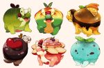  appletun closed_eyes commentary_request food fruit gen_8_pokemon happy heart leaf looking_at_viewer mint no_humans one_eye_closed open_mouth orange pokemon pokemon_(creature) sana_(sanaa653) tail tongue white_background 