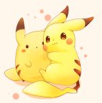  :3 brown_eyes character_doll closed_mouth commentary_request doll gen_1_pokemon holding holding_doll looking_at_viewer no_humans pikachu pokemon pokemon_(creature) smile ushiina yellow_fur 
