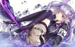  arknights long_hair manticore_(arknights) mika_uni pointed_ears purple_hair tie twintails water 