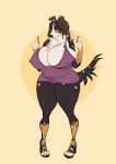  absurd_res anthro big_breasts breasts canid canine canis chest_tuft cleavage clothed clothing domestic_dog female genitals hi_res huge_breasts mammal nastypasty nipple_outline no_underwear pussy slightly_chubby solo thick_thighs tuft 