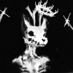  1:1 ambiguous_gender anthro antlers black_background bone cross crown hooki horn monochrome ribcage simple_background skeleton skull solo unknown_character unknown_species 