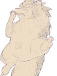 2016 3:4 absurd_res anthro band-aid bandage belly biped bulge eulipotyphlan hedgehog hi_res majiro_the_hedgehog male mammal simple_background sleepy_princess_in_the_demon_castle slightly_chubby solo white_background yonezmi 