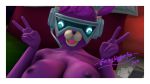  &lt;3 16:9 2019 3d_(artwork) alpaca anthro big_breasts blue_nose border breasts camelid condom curvy_figure digital_media_(artwork) dj_bop epic_games female fortnite fur glowing glowing_eyes hi_res looking_at_viewer mammal meatroza nipples nude open_mouth peace_signs phone purple_body purple_fur purple_skin sexual_barrier_device smile solo text video_games white_border widescreen 