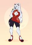  absurd_res anthro asian_clothing big_breasts breasts chinese_clothing chinese_dress cleavage clothed clothing dress east_asian_clothing female footwear giant_panda hi_res high_heels mammal nastypasty shoes solo ursid wide_hips 