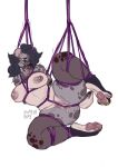  anthro bdsm big_breasts bodily_fluids bondage bound breasts butt female genital_fluids genitals hi_res hyaenid mammal nastypasty pussy pussy_floss pussy_juice rope rope_bondage rope_harness solo spotted_hyena spread_legs spreading suspension thick_thighs tia_(nastypasty) 