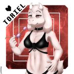  1:1 anthro big_breasts black_and_white blush boss_monster bovid breasts caprine clothed clothing digital_media_(artwork) female fur hair hi_res horn huge_breasts legwear line_art lingerie long_ears looking_at_viewer mammal monochrome sharperit simple_background smile solo thick_thighs topwear toriel undertale underwear video_games white_background white_body white_fur 