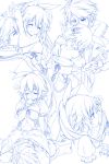  1boy 1girl blush bow breast_grab closed_eyes eiyuu_densetsu grabbing hair_bow hairjob hakuleg long_hair monochrome one_eye_closed open_mouth penis rean_schwarzer sen_no_kiseki towa_herschel 