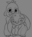  2020 alien antennae_(anatomy) artbro black_and_grey buckteeth chest_tuft digital_drawing_(artwork) digital_media_(artwork) disney duo ears_down empty_eyes experiment_(lilo_and_stitch) grey_background head_tuft hug hugging_from_behind leroy_(lilo_and_stitch) lilo_and_stitch male monochrome pivoted_ears reuben_(lilo_and_stitch) sad semi-anthro simple_background sketch teeth tuft 