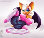  anthro bodily_fluids breast_lick breasts chiropteran female genitals leg_boots licking llmixll looking_at_viewer mammal pussy rouge_the_bat saliva solo sonic_the_hedgehog_(series) tongue tongue_out 