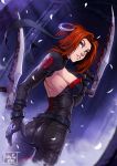  1girl bloodrayne bloodrayne_(videogame) green_eyes kate-fox red_hair short_hair vampire weapon 