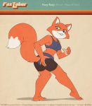  absurd_res anthro bite biting_lip bra brutal_paws_of_fury butt_pose canid canine clothing english_text female fox fox-pop foxy_roxy hand_on_butt hi_res looking_at_viewer mammal midriff pose solo sports_bra text underwear video_games 