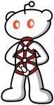  alien alpha_channel antennae_(anatomy) anthro bdsm bdsm_gear bondage bound exited genitals liquid_emoji male male/male orange_eyes penis reddit snoo solo white_body white_skin 