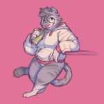  1:1 anthro beverage bubble_tea clothing felid hoodie justin macrolee male mammal pantherine solo tiger topwear 