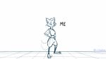  16:9 animated anthro arrow canid canine clothed clothing english_text female fox frame_by_frame fully_clothed humor jumping kasuna_(thelivingtrashcan) mammal short_playtime simple_background solo surprise text thelivingtrashcan widescreen 