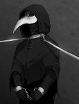  ambiguous_gender animal_mask beak_mask black_clothing clothing hi_res hood humanoid mask plague_doctor restrained restraints robe scp-049 scp_foundation shackles solo unknown_artist unknown_species 