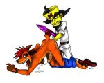  5:4 activision anal anal_fisting anal_penetration anthro arody bandicoot bent_over bodily_fluids boots bottomwear bulge butt cartoon_network clothed clothing crash_bandicoot crash_bandicoot_(series) cum cumshot doctor_neo_cortex duo ejaculation erection facial_hair fingerless_gloves fisting footwear fur gem_(species) genital_fluids genitals gloves hair handwear human human_on_anthro humanoid_genitalia humanoid_penis interspecies kneeling looking_at_another lube male male/male male_penetrated male_penetrating mammal marsupial open_mouth orange_body orange_fur pants partially_clothed paws penetration penis red_hair rough_sex sex shorts shorts_down simple_background steven_universe tattoo teeth tongue video_games white_background yellow_body yellow_skin 