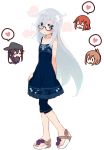  4girls alternate_costume blue_dress blue_eyes blush brown_hair closed_eyes dress glasses hibiki_(kantai_collection) kantai_collection lace-trimmed_dress lace_trim multiple_girls purple_hair red_hair silver_hair star_(symbol) yoru_nai 