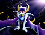  anthro beak bludraconoid breasts curvy_figure featureless_breasts female glowing glowing_eyes hi_res legendary_pok&eacute;mon licking licking_lips lunala nintendo pok&eacute;mon pok&eacute;mon_(species) solo tongue tongue_out video_games voluptuous winged_arms wings 