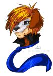  alpha_channel anthro ariveil blonde_hair bone brown_body brown_fur canid canine canis clothed clothing domestic_dog fangs fur grey_eyes hair headshot_portrait hi_res male mammal mask multicolored_body multicolored_fur necktie portrait skull solo two_tone_body two_tone_fur 