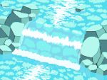  animated animated_gif aqua_theme caustics kawawagi leaf no_humans original pixel_art river rock scenery sunlight 