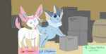  ambiguous_gender barrel belly box container duo eeveelution feral nintendo number pok&eacute;mon pok&eacute;mon_(species) quadruped saphiros slightly_chubby sylveon text vaporeon video_games 