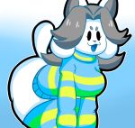  anthro breasts butt clothed clothing elghostowashere female hair hi_res mammal partially_clothed solo tem temmie_(undertale) undertale video_games white_body 