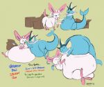  ambiguous_gender belly big_belly box container duo eeveelution feral hyper hyper_belly morbidly_obese morbidly_obese_ambiguous morbidly_obese_feral nintendo number obese obese_ambiguous obese_feral overweight overweight_ambiguous overweight_feral pok&eacute;mon pok&eacute;mon_(species) saphiros stuffing sylveon text vaporeon video_games weight_gain 