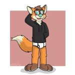  1:1 absurd_res anthro black_clothing black_hoodie black_topwear blush briefs bulge canid canine clothing drawyourfursona embarrassed fox hi_res hoodie hoodie/briefs_meme male mammal meme meme_clothing retzfox shy simple_background solo standing topwear underwear white_clothing white_underwear 