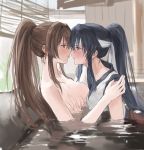  breast_grab kantai_collection kisetsu topless yahagi_(kancolle) yamato_(kancolle) yuri 