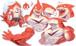 abs anthro biceps claws expressions fish male marine multiple_poses muscular muscular_anthro muscular_male pecs pose rabbity red_body shark solo volker_(rabbity) white_eyes 