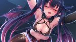  akasaai black_hair blush breasts cleavage elbow_gloves fang game_cg gloves lovelia navel pointed_ears qureate skirt tail thighhighs troubledays 