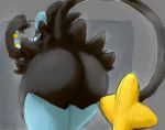  ambiguous_gender big_butt butt feral flexing from_behind_position long_tail looking_at_viewer looking_back low-angle_view luxray nintendo pok&eacute;mon pok&eacute;mon_(species) raster_dreams sex solo thick_thighs video_games 
