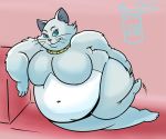  anthro belly big_belly big_breasts blue_eyes blue_sclera breasts collar domestic_cat duchess featureless_breasts felid feline felis female fur grey_body grey_fur huge_breasts leaning_on_object love_handles mammal morbidly_obese morbidly_obese_anthro morbidly_obese_female multicolored_body multicolored_fur navel obese obese_anthro obese_female overweight overweight_anthro overweight_female pose royaljellysandwich smile solo the_aristocats two_tone_body two_tone_fur whiskers white_body white_fur 