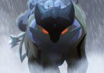  2020 ambiguous_gender feral hi_res legendary_pok&eacute;mon looking_at_viewer nintendo nude pok&eacute;mon pok&eacute;mon_(species) raikou raining red_eyes rexualtension simple_background solo video_games walking yellow_body 