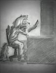  absurd_res anthro clothing hi_res male matt_riskely monochrome pencil_sketch shirt solo tinydeerguy topwear 