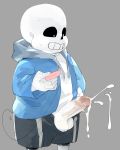  2020 animated_skeleton anterior_nasal_aperture balls blue_clothing blue_hoodie blue_topwear bodily_fluids bone bottomwear clenched_teeth clothing cum cumshot ejaculation erection foreskin genital_fluids genitals glans grey_background hands-free hi_res holding_object hoodie humanoid humanoid_genitalia humanoid_penis male masshiro not_furry orgasm partially_retracted_foreskin penis sans_(undertale) sex_toy shorts simple_background skeleton solo standing sweat teeth topwear uncut undead undertale vein veiny_penis vibrator video_games white_body 