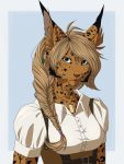  2017 3:4 anthro blue_eyes braided_hair breasts clothed clothing eyebrows eyelashes felid feline female hair hi_res lynjox lynx lynxyjones mammal smile solo whiskers 