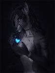  2017 3:4 5_fingers anthro areola blue_eyes breasts canid canine eyebrows eyelashes female fingers fox fur grey_body grey_fur hi_res lynjox lynxyjones mammal nipples smile solo 