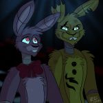  1:1 2018 animatronic black_nose bonnie_(fnaf) brerrabbitone buckteeth button_(fastener) cheek_tuft chest_tuft duo eyebrows facial_tuft five_nights_at_freddy&#039;s five_nights_at_freddy&#039;s_3 fur green_body green_fur hair head_tuft hi_res lagomorph leporid machine male mammal notched_ear purple_body purple_fur rabbit red_eyes ribbons robot shoulder_tuft smile springtrap_(fnaf) teeth tuft video_games yellow_eyes 